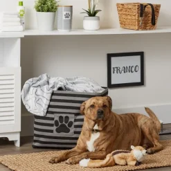 Kirkland's Home Baskets & Boxes-Black Paw Patch Stripe Rectangle Pet Basket