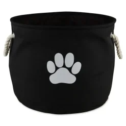 Kirkland's Home Baskets & Boxes-Black Paw Print Round Pet Basket