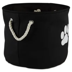 Kirkland's Home Baskets & Boxes-Black Paw Print Round Pet Basket