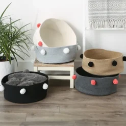 Kirkland's Home Baskets & Boxes-Black Pet Bin Pom Pom Storage Basket