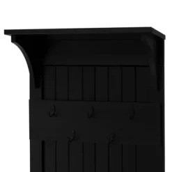 Kirkland's Home Entryway Furniture-Black Pine Wood Grooved Hall Tree