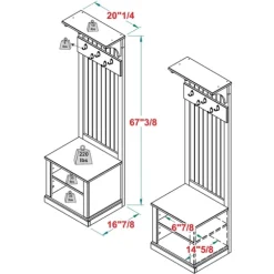 Kirkland's Home Entryway Furniture-Black Pine Wood Grooved Hall Tree