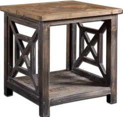 Kirkland's Home Accent & End Tables-Black Reclaimed Fir Wood Accent Table
