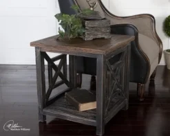 Kirkland's Home Accent & End Tables-Black Reclaimed Fir Wood Accent Table