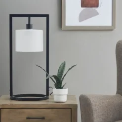 Kirkland's Home Table Lamps-Black Rectangle Hanging Shade Table Lamp