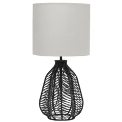 Kirkland's Home Table Lamps-Black Rope Woven Table Lamp