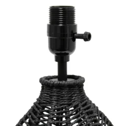 Kirkland's Home Table Lamps-Black Rope Woven Table Lamp
