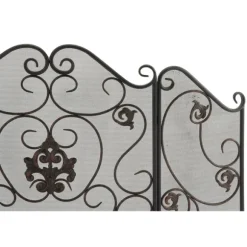 Kirkland's Home Fireplace Accessories-Black Scroll And Medallion Metal Fireplace Screen