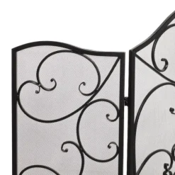 Kirkland's Home Fireplace Accessories-Black Scroll Work Metal Fireplace Screen