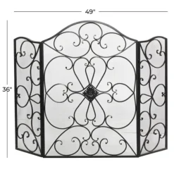 Kirkland's Home Fireplace Accessories-Black Scroll Work Metal Fireplace Screen