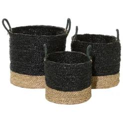 Kirkland's Home Baskets & Boxes-Black Sea Grass Baskets, Set Of 3