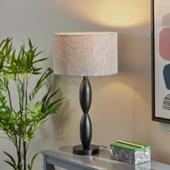 Kirkland's Home Table Lamps-Black Slim Hourglass Table Lamp