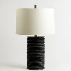 Kirkland's Home Table Lamps-Black Stacked Textured Table Lamp