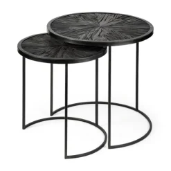 Kirkland's Home Accent & End Tables-Black Starburst Nesting Accent Tables, Set Of 2