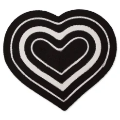 Kirkland's Home Kitchen & Floor Mats-Black Striped Heart Pet Bowl Mat