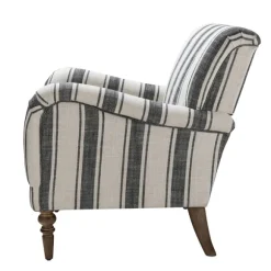 Kirkland's Home Accent Chairs-Black White Carved Slope Stripe Accent Chair