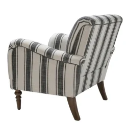 Kirkland's Home Accent Chairs-Black White Carved Slope Stripe Accent Chair