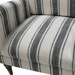Kirkland's Home Accent Chairs-Black White Carved Slope Stripe Accent Chair