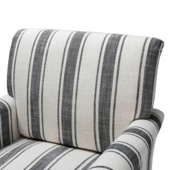 Kirkland's Home Accent Chairs-Black White Carved Slope Stripe Accent Chair