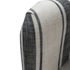 Kirkland's Home Accent Chairs-Black White Carved Slope Stripe Accent Chair