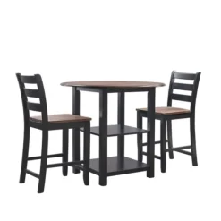 Kirkland's Home Dining Tables-Black Wood Farmhouse 3-Pc. Stool And Table Set