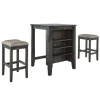 Kirkland's Home Kitchen Islands & Bar Carts-Black Wood Linen 3-Pc. Usb Island And Stool Set