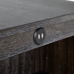 Kirkland's Home Kitchen Islands & Bar Carts-Black Wood Linen 3-Pc. Usb Island And Stool Set