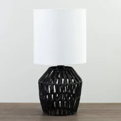 Kirkland's Home Table Lamps-Black Woven Metal And String Table Lamp