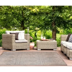 Kirkland's Home Outdoor Rugs-Blake Gray Zigzag Indoor/Outdoor Area Rug, 5X7