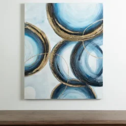 Kirkland's Home Canvas Art-Blue Abstract Rings Canvas Art Print