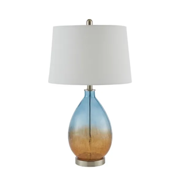 Kirkland's Home Table Lamps-Blue And Amber Glass Table Lamps, Set Of 2