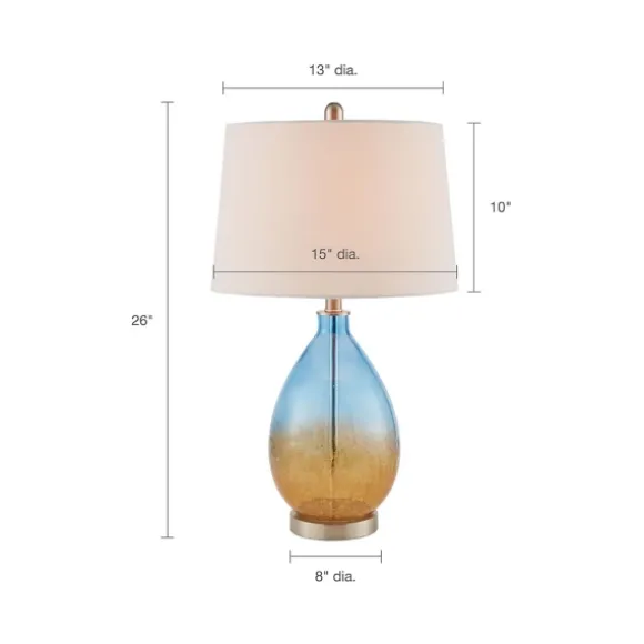 Kirkland's Home Table Lamps-Blue And Amber Glass Table Lamps, Set Of 2