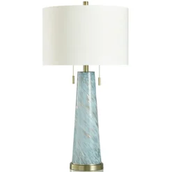 Kirkland's Home Table Lamps-Blue And Gold Swirl Glass Table Lamp