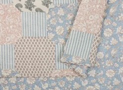 Kirkland's Home Quilts-Blue And Rose Patchwork King 3-Pc. Quilt Set