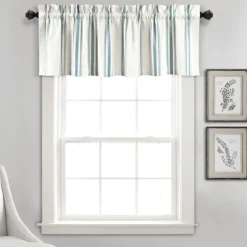 Kirkland's Home Curtains & Drapes-Blue And White Farmhouse Stripe Valance