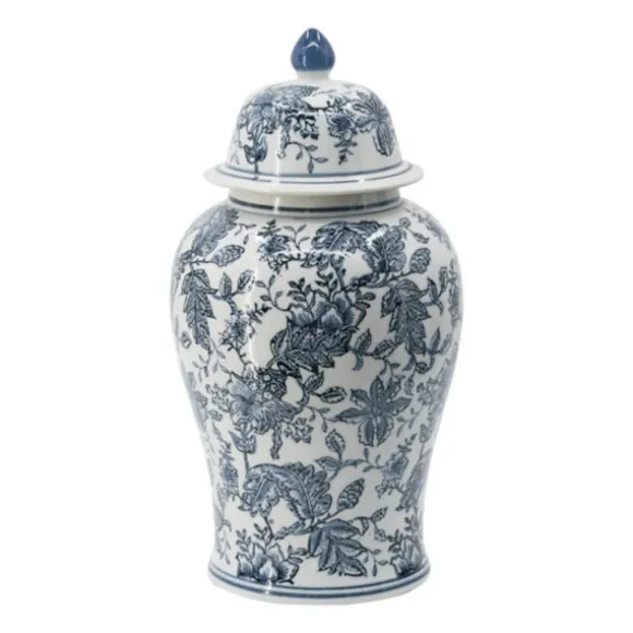Kirkland's Home Decorative Bowls & Jars-Blue And White Floral Ginger Jar