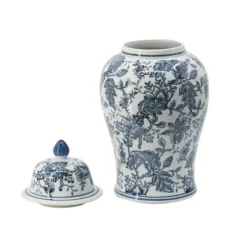 Kirkland's Home Decorative Bowls & Jars-Blue And White Floral Ginger Jar