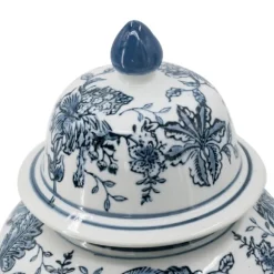 Kirkland's Home Decorative Bowls & Jars-Blue And White Floral Ginger Jar