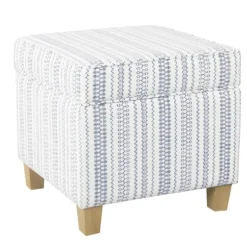 Kirkland's Home Benches & Ottomans-Blue And White Hometown Striped Storage Ottoman