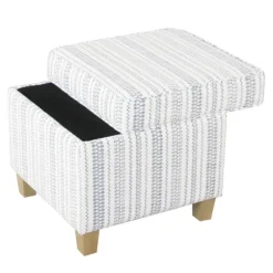 Kirkland's Home Benches & Ottomans-Blue And White Hometown Striped Storage Ottoman