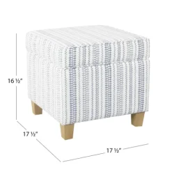 Kirkland's Home Benches & Ottomans-Blue And White Hometown Striped Storage Ottoman