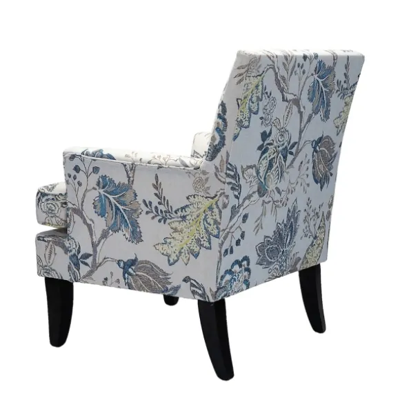 Kirkland's Home Accent Chairs-Blue And Yellow Floral Upholstered Accent Chair