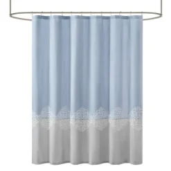 Kirkland's Home Shower Curtains-Blue Block Embroidered Shower Curtain