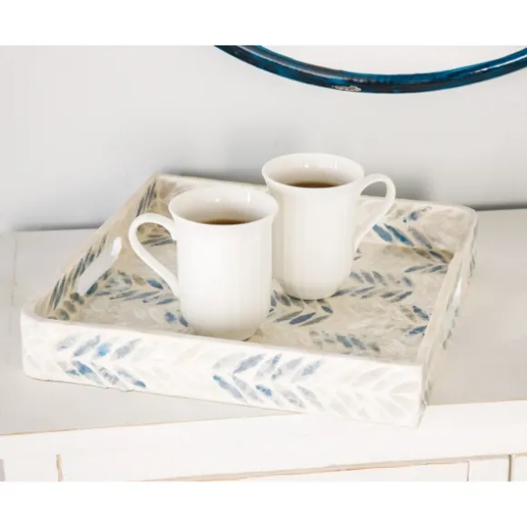 Kirkland's Home Decorative Trays-Blue Chevron Enamel 3-Pc. Tray Set