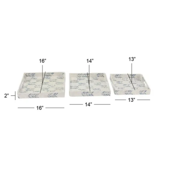 Kirkland's Home Decorative Trays-Blue Chevron Enamel 3-Pc. Tray Set