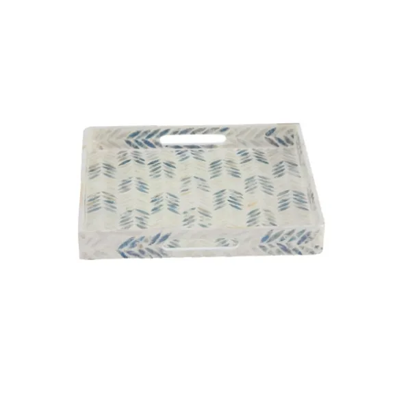 Kirkland's Home Decorative Trays-Blue Chevron Enamel 3-Pc. Tray Set