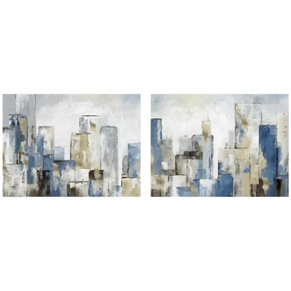 Kirkland's Home Canvas Art-Blue City Canvas Art Prints, Set Of 2
