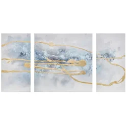 Kirkland's Home Canvas Art-Blue Cosmo Triptych Canvas Art Prints, Set Of 3