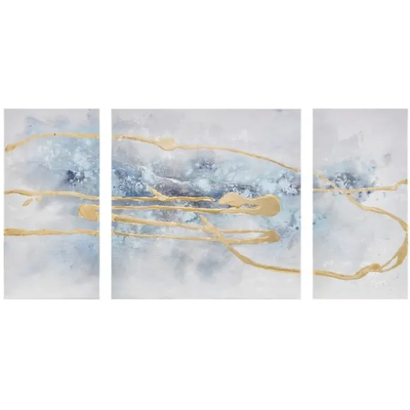 Kirkland's Home Canvas Art-Blue Cosmo Triptych Canvas Art Prints, Set Of 3