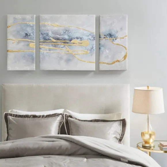 Kirkland's Home Canvas Art-Blue Cosmo Triptych Canvas Art Prints, Set Of 3